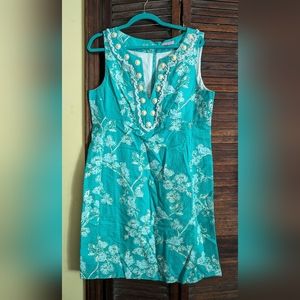 Lilly Pulitzer Adelia Dress Beaded Lagoon Green Birds and the Bees
